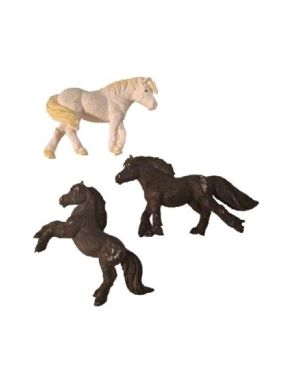 Safari Ltd Miniature Pony Horse Figures Black Brown White 25" PVC 3 Lot Mini